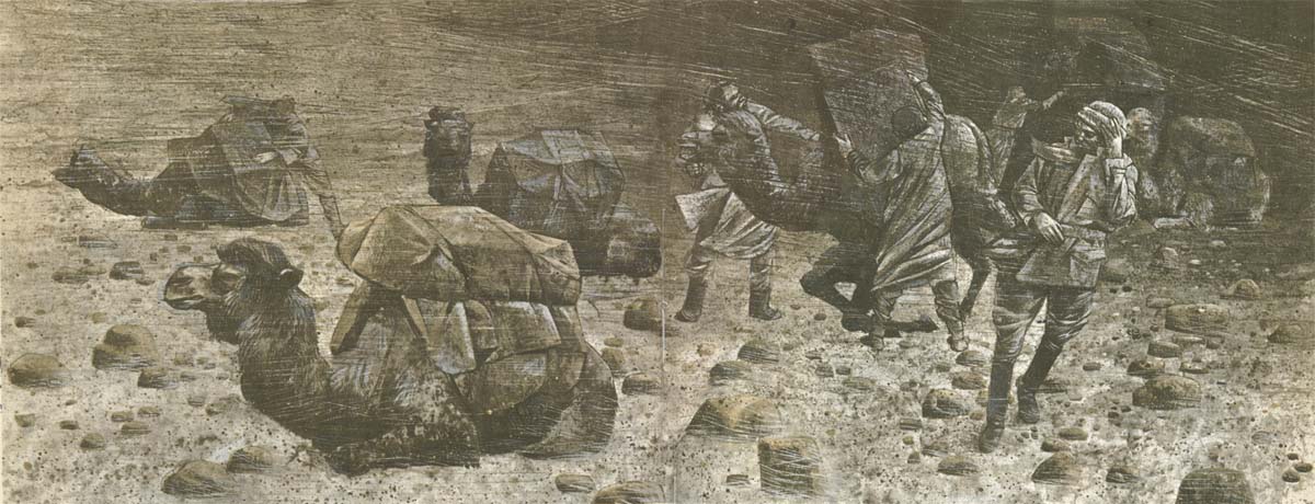 unknow artist Hedins expedition wonder a beach langt in in Takla Makanoknen in April 1894
